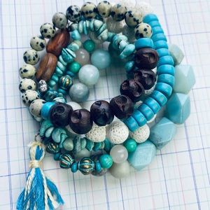 Boho/Bohemian Handmade Bracelets w/ Essential Oil Lava Beads & Tassel